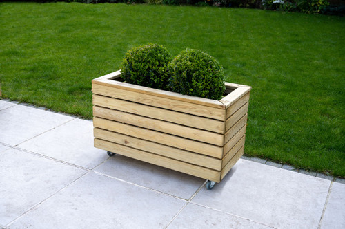 Forest Garden Double Linear Planter with Wheels 183mm x 800mm x 405mm