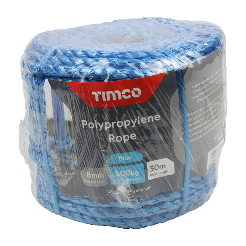 Blue Polypropylene Rope, 8mm x 30m Coil