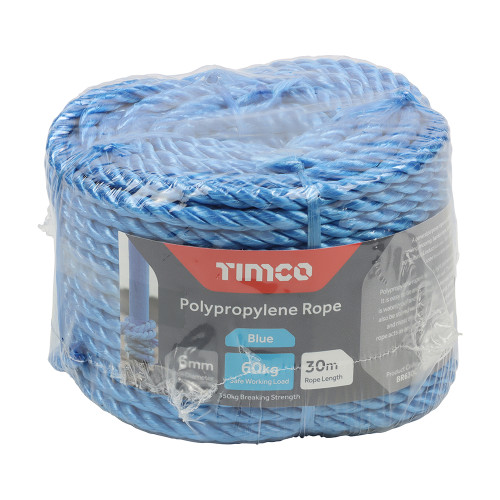 Blue Polypropylene Rope, 6mm x 30m Coil