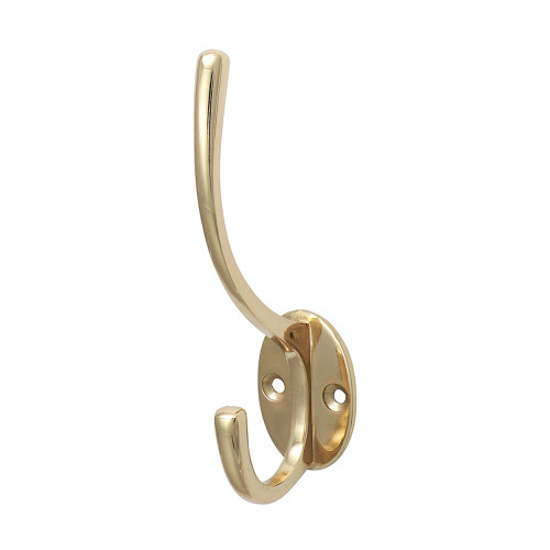 Hat & Coat Hook, Polished Brass, 125mm x 32mm