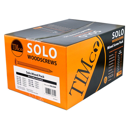 Timco Solo Woodscrews Mixed Pack Pz Double Countersunk, Yellow