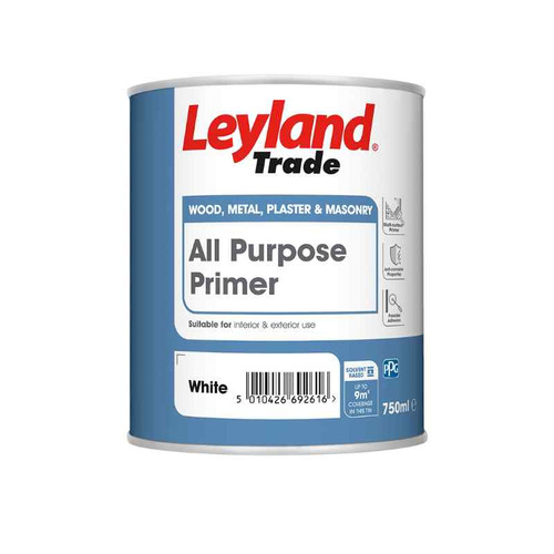 Leyland Trade All Purpose Primer, White, EN 374 Certified, 750ml Tin