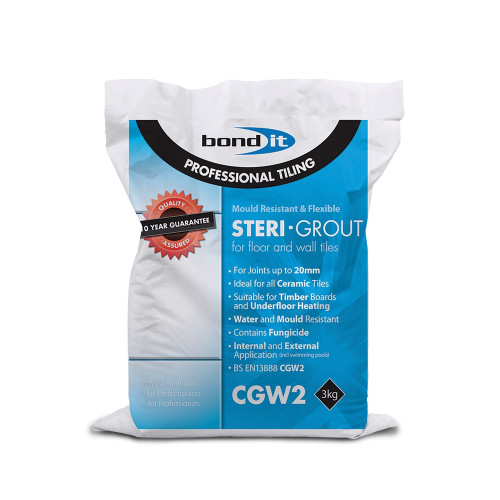 Bond It Steri-Grout Wall & Floor Tile, White, 3Kg