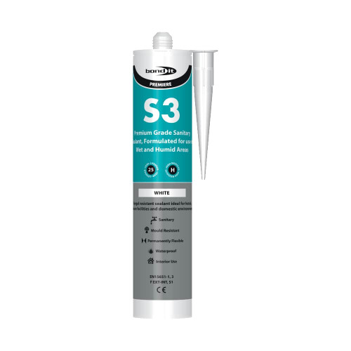 Bond It S3 Sanitary Sealant, White, 0.35 KG