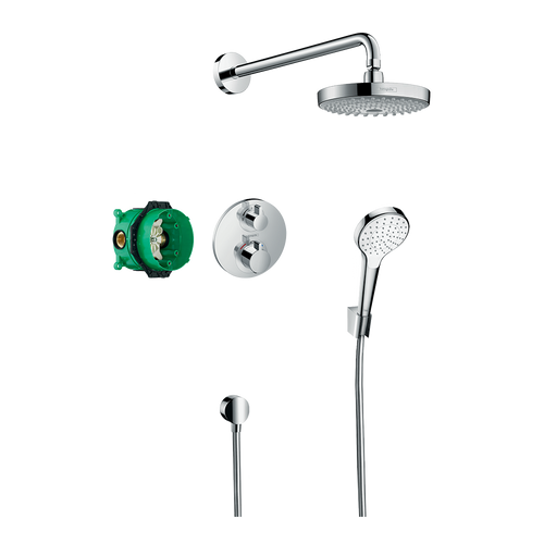 hansgrohe Croma Select S Shower system with Ecostat S thermostatic mixer for concealed installation