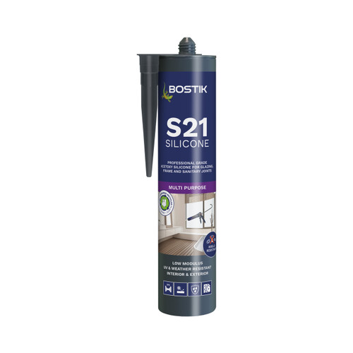 Bostik S21 Pro Multi-Purpose LMA Acetoxy Silicone Sealant, Clear, 310 ML