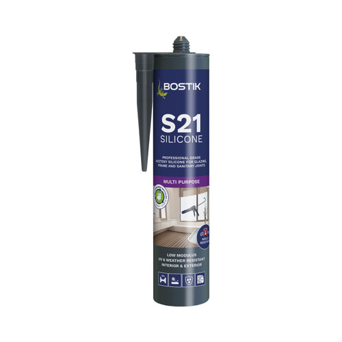 Bostik S21 Pro Multi-Purpose LMA Acetoxy Silicone Sealant, White, 310 ML