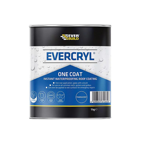 Everbuild Evercryl One Coat Roof Repair Compound, Clear, 1kg