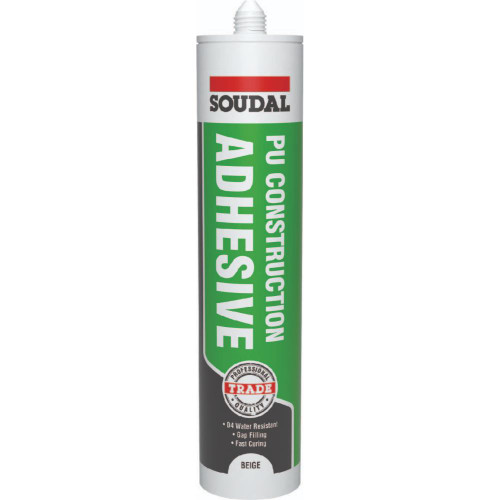 Soudal PU Construction Adhesive, 5 Minute Fix, 290 ML, Beige