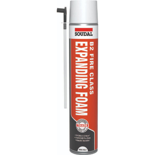 Soudal B2 Fire & Acoustic Expanding Foam, Hand Held, 750 ML