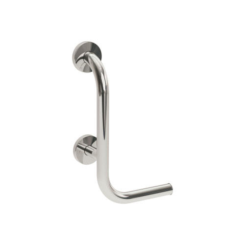 Grab Rail Stainless Steel 25 x 300mm Left Hand with Toilet Roll Holder Mirror Polished ConFix