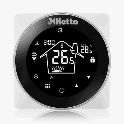 Hetta Ufh Wifi Touchscreen Circular Programmable Thermostat, Black