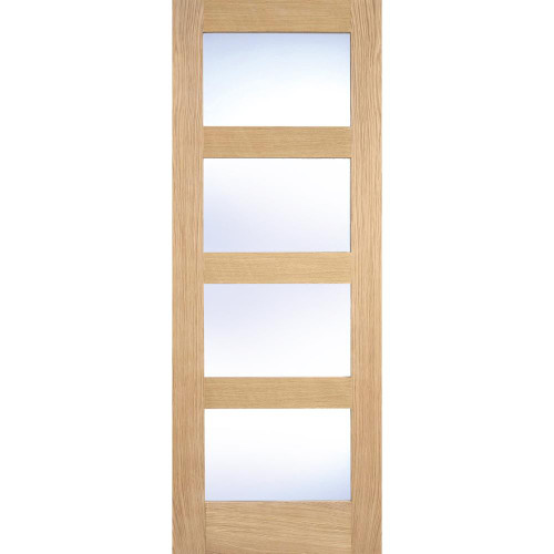 Shaker Oak Prefinished 4 Light Clear Glass Glazed Internal Door 2040mm x 826mm x 40mm