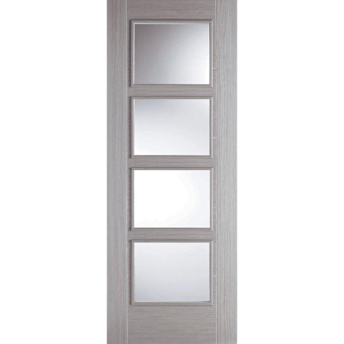 Vancouver Light Grey Prefinished 4 Light Clear Glass Glazed Internal Door 2040mm x 726mm x 40mm