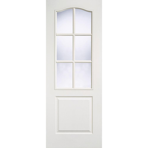 Classical White Primed 1 Panel and 6 Light Clear Glass Glazed Internal Door 1981mm x 762mm x 35mm