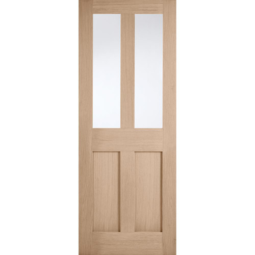 London Oak Prefinished 2 Panel and 2 Light Clear Glass Glazed Internal Door 1981mm x 838mm x 35mm