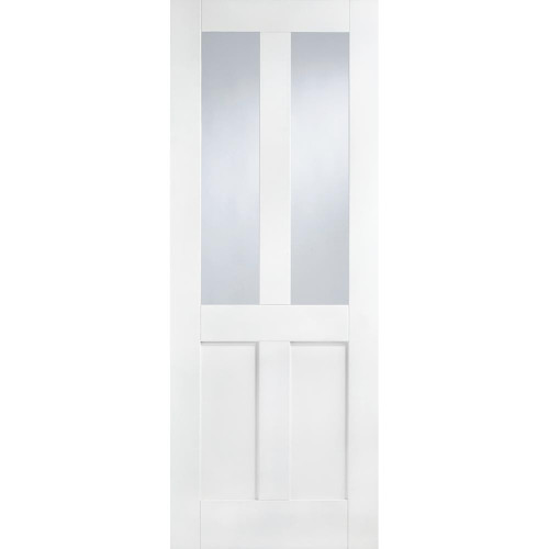London White Primed 2 Panel and 2 Light Clear Glass Glazed Internal Door 1981mm x 686mm x 35mm