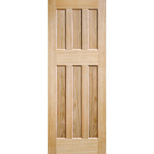 DX 60s Oak Unfinished 6 Panel Internal Door 1981mm x 686mm x 35mm