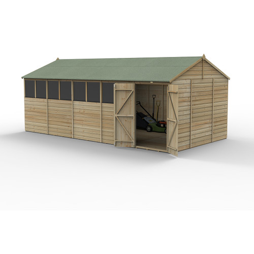 Beckwood 20x10 Reverse Apex Shed - 8 Windows - Double Door (Home Delivery)