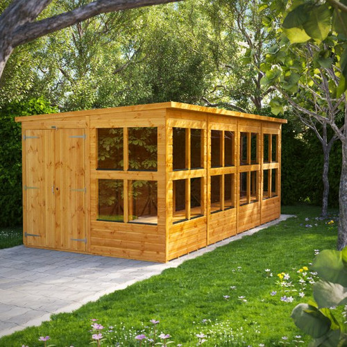 16x8 Power Pent Potting Shed Double Doors