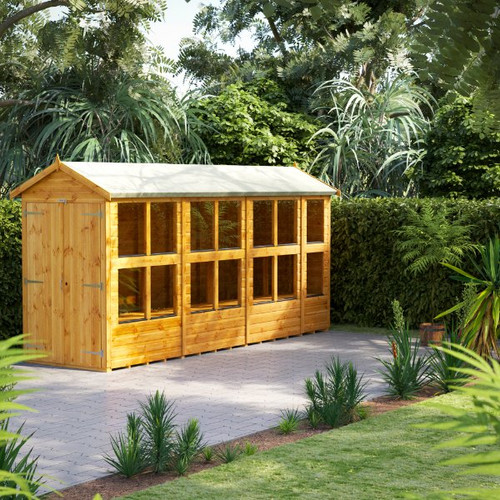 14x4 Power Apex Potting Shed, Double Doors