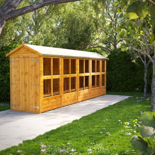 18x4 Power Apex Potting Shed, Double Doors