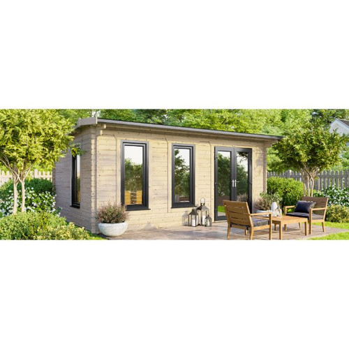 18x10 Power Apex Log Cabin, Doors to the Right - 44mm