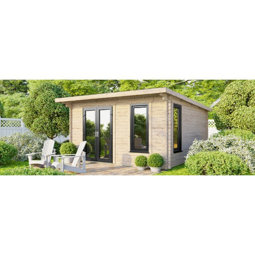 14x12 Power Pent Log Cabin, Doors to the Left - 44mm