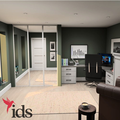 Interior Door Systems: Timeless 3-Door Sliding Wardrobe Door Kit, White Frame with Silver Mirror Panels, 2260mm x 1680mm