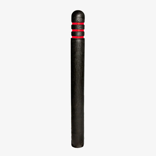 Bollard, Black Plastic, 150 x 1500 mm, Solid, With 3 Red Bands