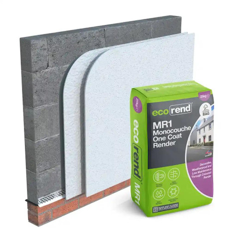 Ecorend Mr1 Monocouche Render, One-Coat, Butter Cream, 25 KG