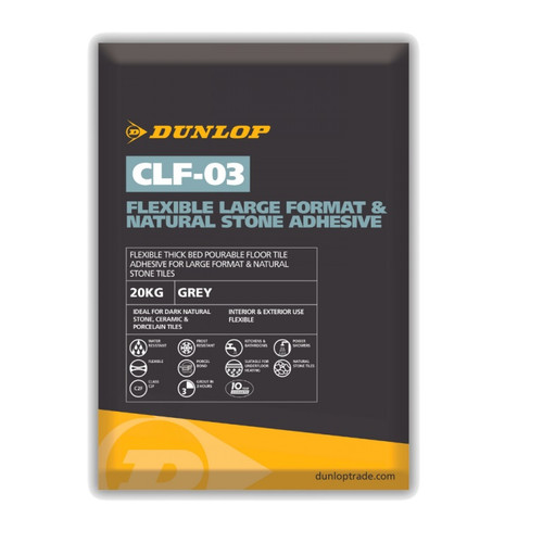 Dunlop Clf-03 Large Format And Natural Stone Adhesive, 20kg, White