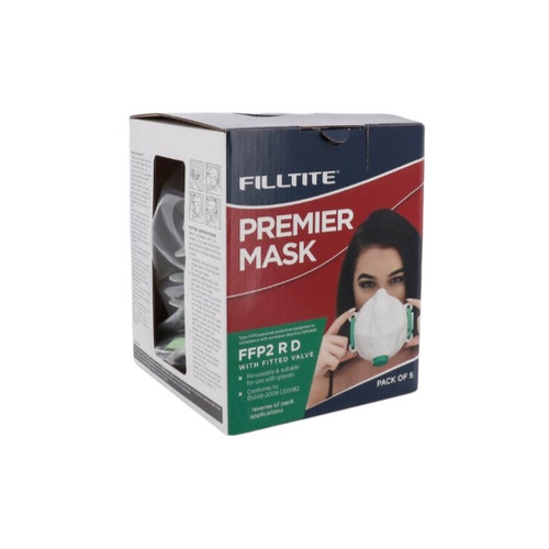 Filltite Premier Face Mask, FFP2, With Valve, Pack Of 5