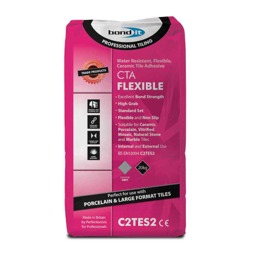 Bond It Cta Flexible Flexi Ceramic Tile Adhesive, Grey, 20kg