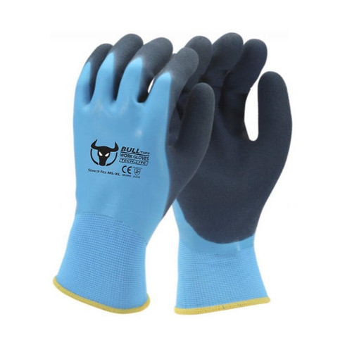 Bulltuff Hydro-Tech Work Gloves, Blue/Dark Blue, Size ML