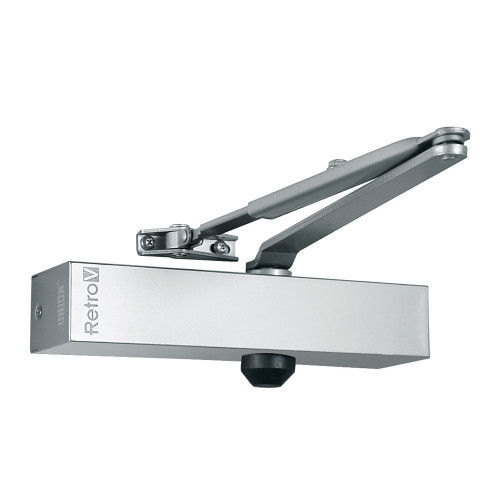 Union Retro-V Adjustable Size 3-4 Door Closer, Silver
