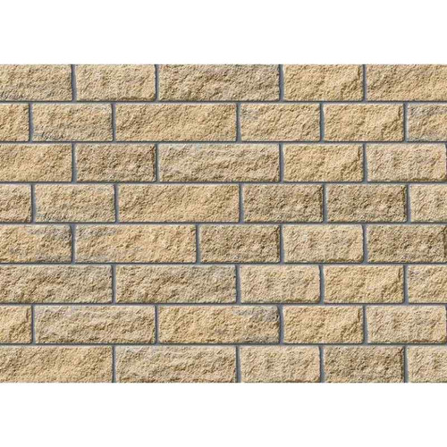 Darlstone Pitched Faced Walling, Buff Black, 450mm x 140mm, 14.5 Per m2