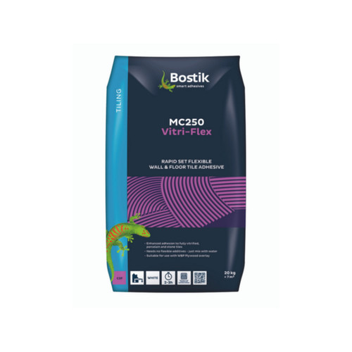Bostik Mc250 Vitri-Flex Rapid Set Flexi White & Flexible Tile Adhesive, 20kg