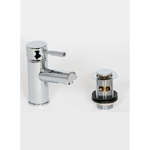 Tay Basin Mixer And Push Waste, Chrome Plated