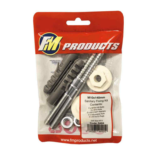 Fm Sanitary Fixing Kit, M10 x 140mm, White