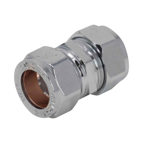 Comp 15mm Straight Coupling, Chrome