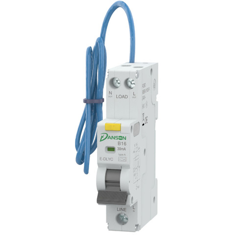 Danson E-Dlyc2116 Rcbo, Type A, 16a, 1P+N, 6ka, 30ma, 230v, Compact
