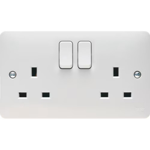 Hager Wmss82 2g Dp Switched Socket