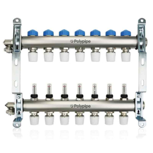 Polyplumb Ufch 15mm Stainless Steel Push Fit Manifold, 7 Port