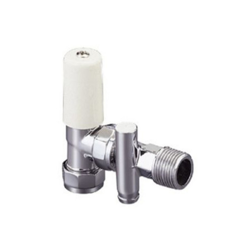Terrier Angled Lockshield Radiator Valve, 10mm x 1/2", Chrome