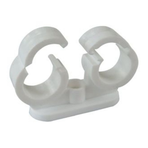 Fm Clip Lock Pipe Clip, 15mm, Double, White