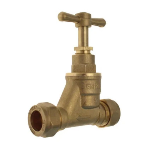 Compression Stopcock, Brass, 22mm