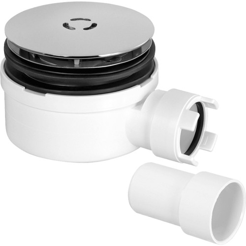 Mcal 90mm Shower Trap, 25mm Water Seal, Cp Brass, Petal Grate, 53mm