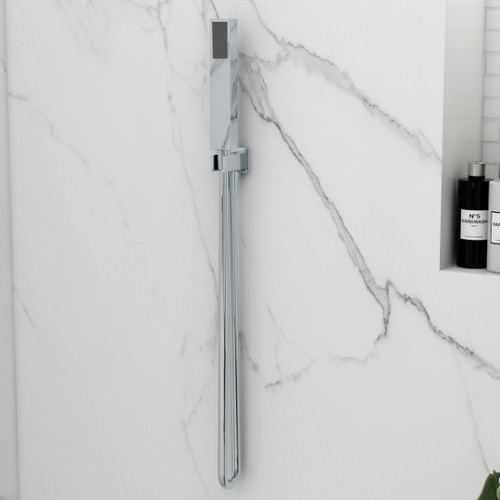 Distinct Dione Square Wall Outlet Elbow, Bracket, Smooth Hose, Square Pencil Abs Handset