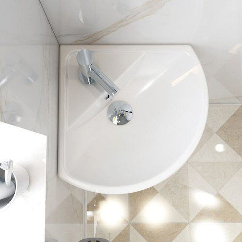 Distinct Aster Corner Cloakroom Basin, 310mm, One Taphole (Basin Only)